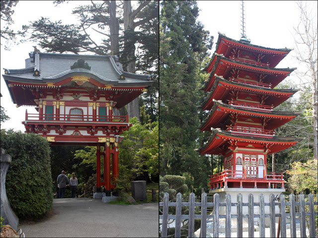 Temple Gate and Pagoda , Japanese Garden at San Francisco. 