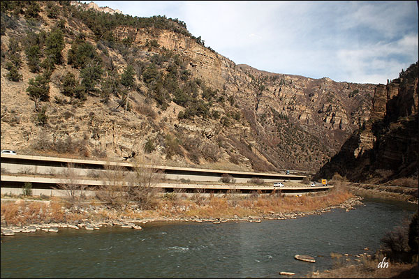 Colorado River flowing through Glenwood Canyon.