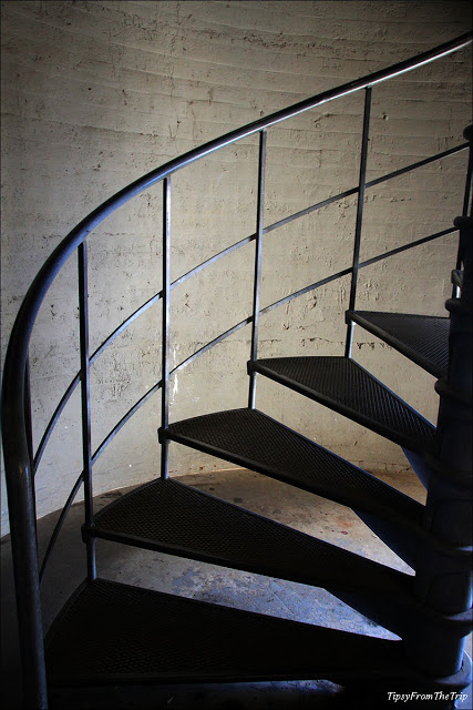 Spiral staircase inside the column.