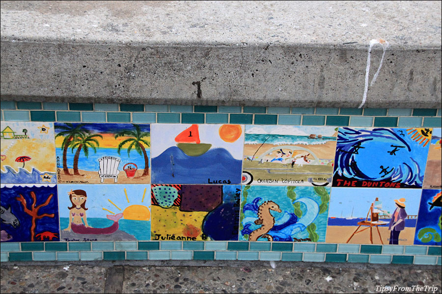 Tile art on Capitola's Seawall 