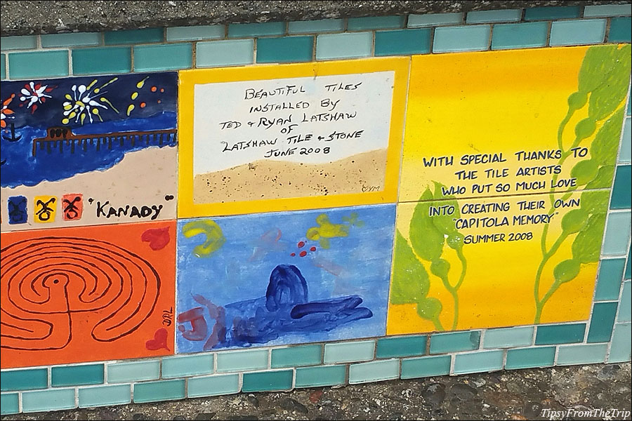 Tile art on seawall, Capitola, CA - a community art project