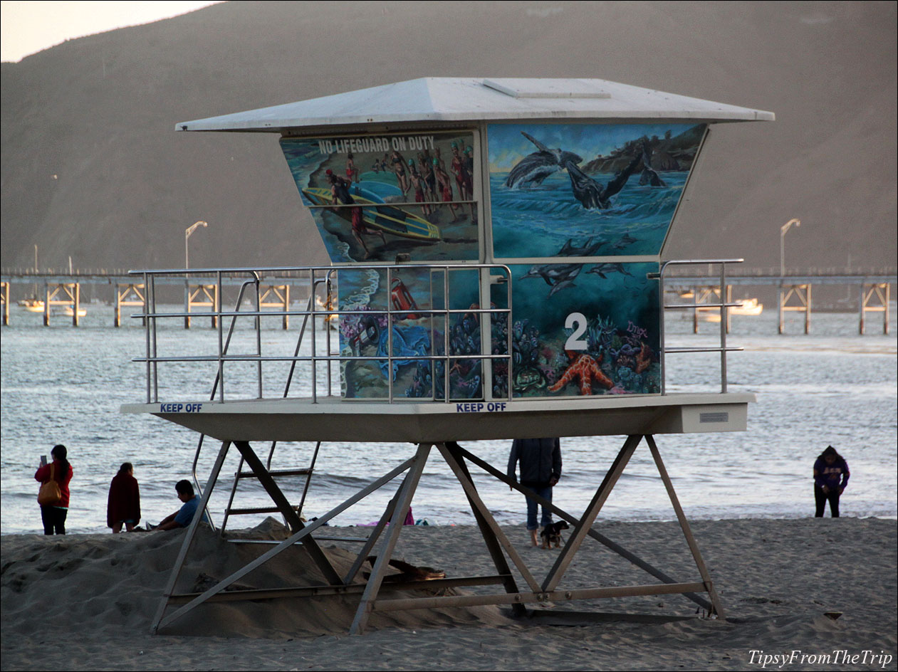 lifeguard tower art on Avila Beach in California's Central Coast