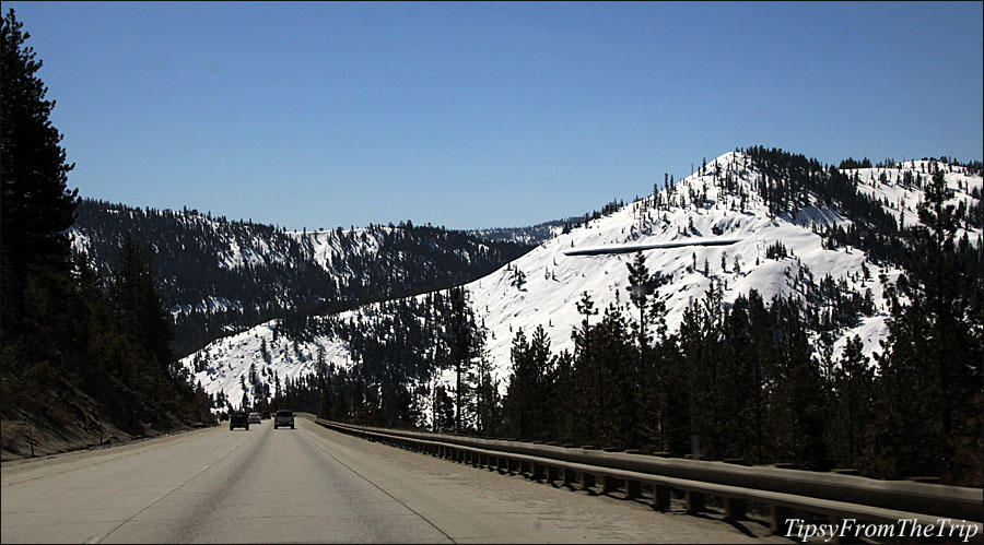 Interststate 80 passing through the Sierra Nevada mountains
