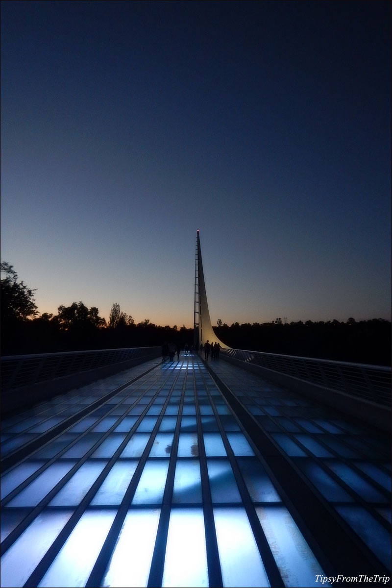 Sundial Bridge lit up