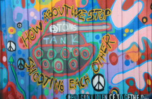 How about we stop shooting each other -- a mural by Hammer-Ramsey.