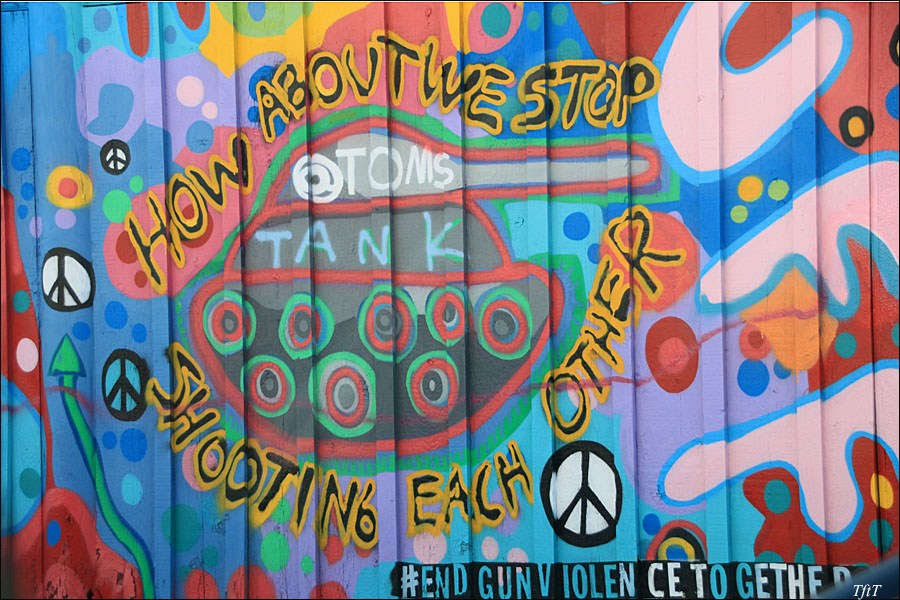 How about we stop shooting each other -- a mural by Hammer-Ramsey.