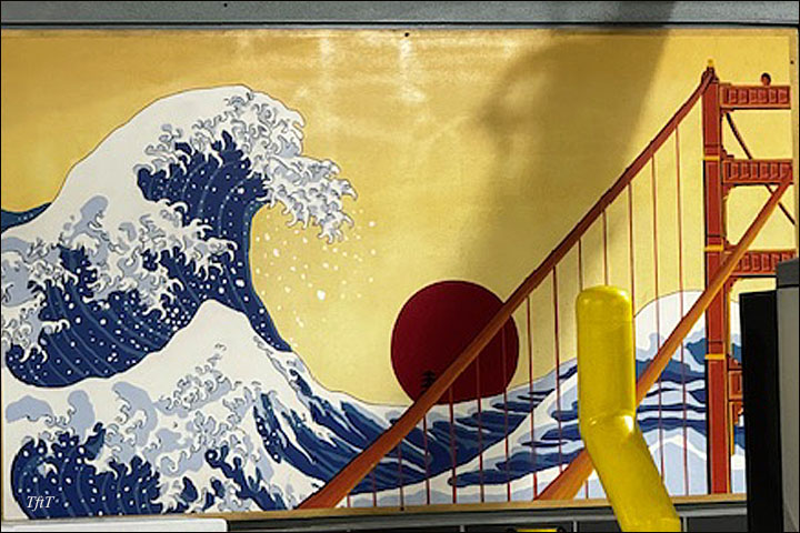 Japan Center murals: Golden Gate Bridge and Golden Gate Strait 